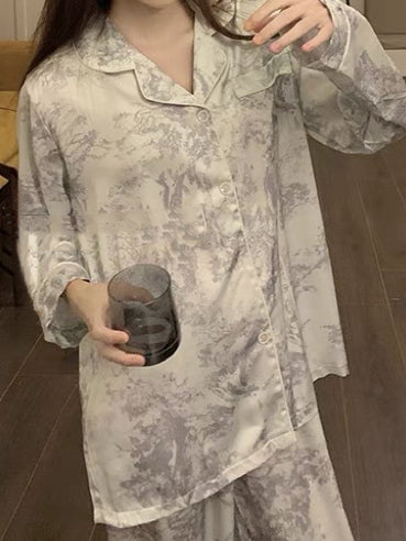 Grey Ice Silk Pajamas