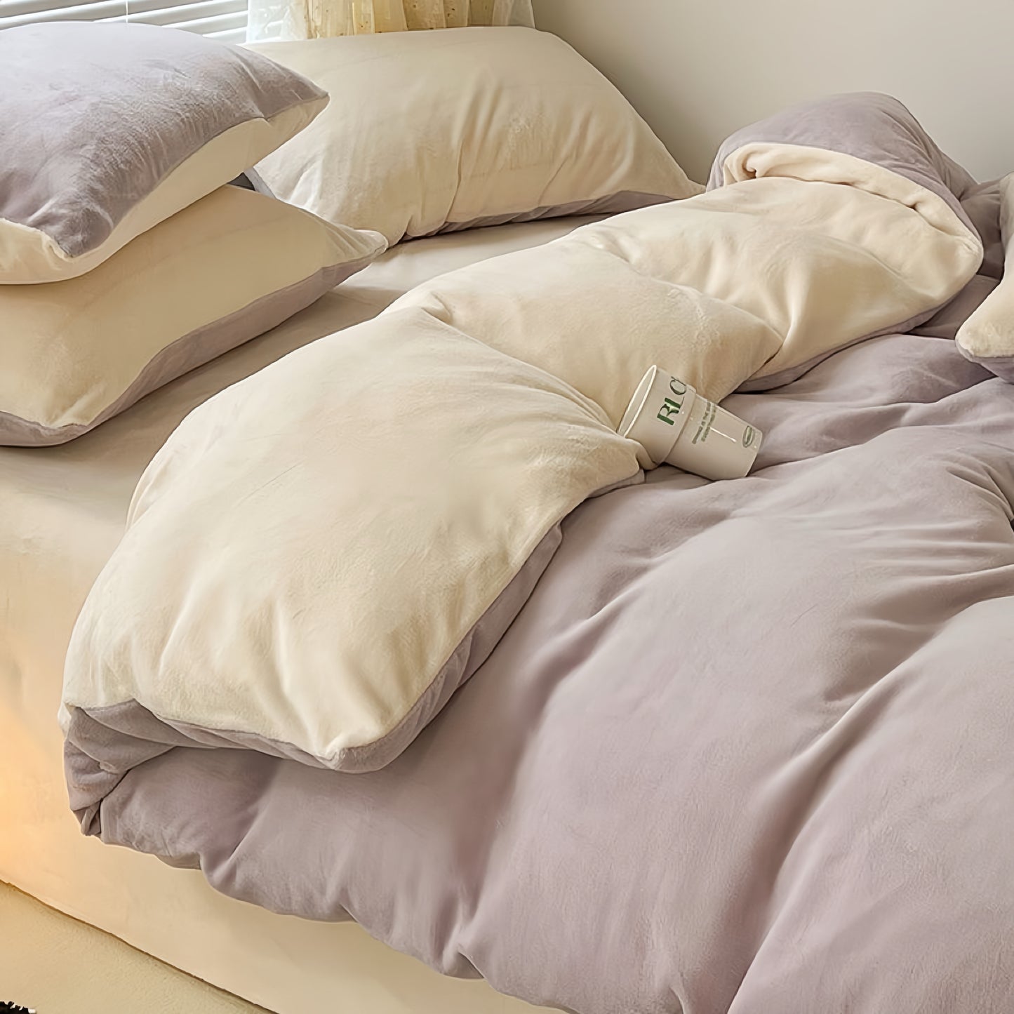 Taro Milk Fleece Bedding Set (4 Pieces)