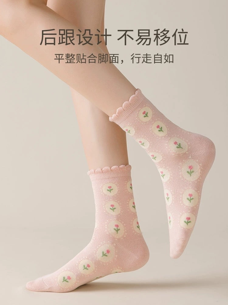 Pink Bear Cotton Socks