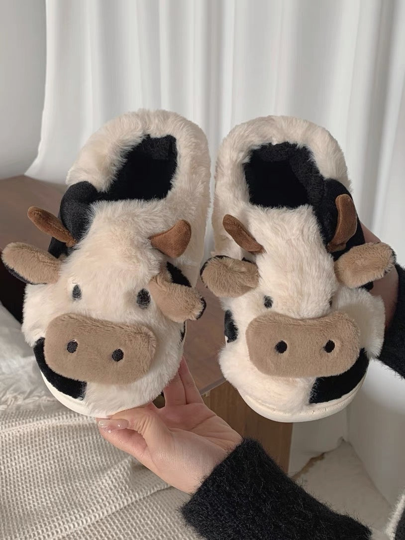 Fuzzy Cow Slippers 🐮