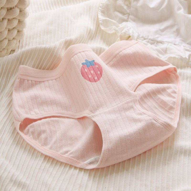 Pink Strawberry Cotton Panties (5 per pack）