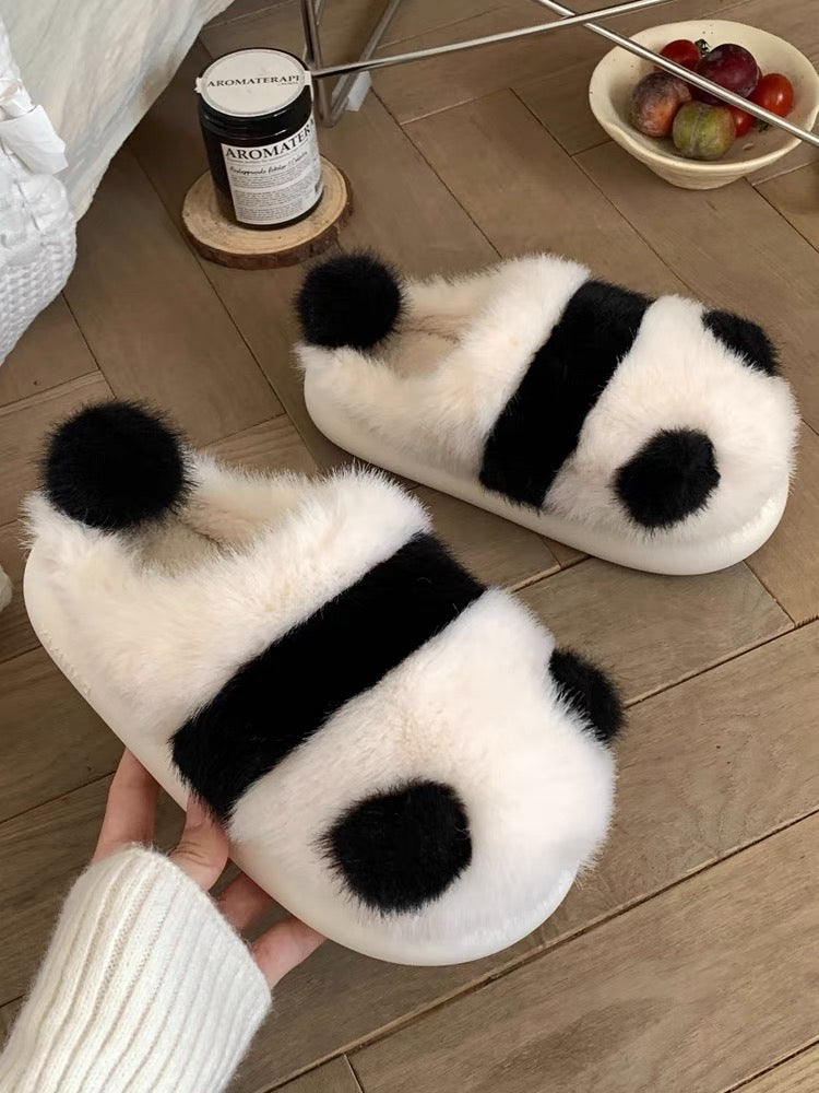 Plush Panda Slippers