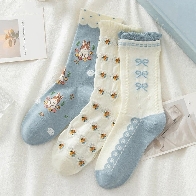 Blue Bunny Socks (3 pcs)